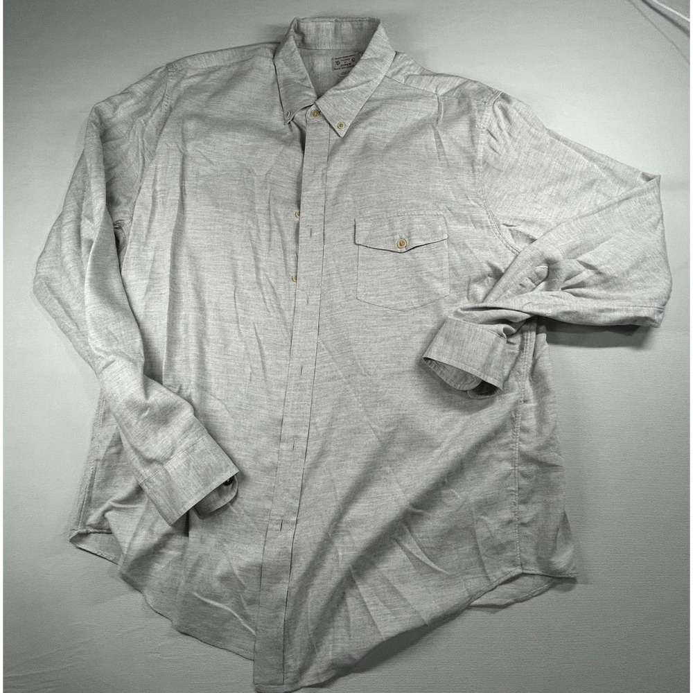 J.Crew Mens Gray Cotton Button Down Shirt Long Sleeve Pocket Style 32888 L